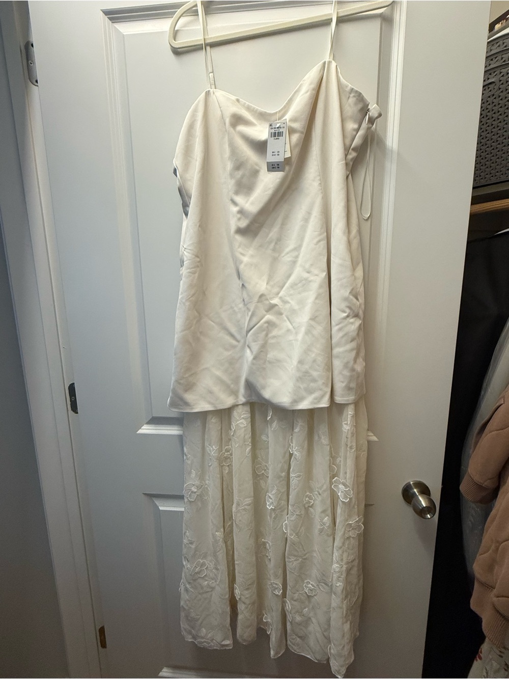 Abercrombie & Fitch Cream Lace-Overlay Maxi Slip Dress